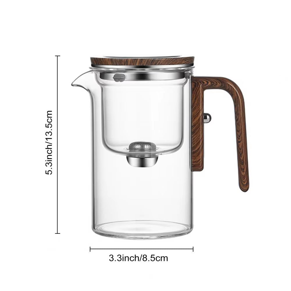 Water Separation  Glass Teapot – Wooden Handle, Infuser, Drip-Free Spout & Anti-Scald Design | Witchcraft Tea Kettle 