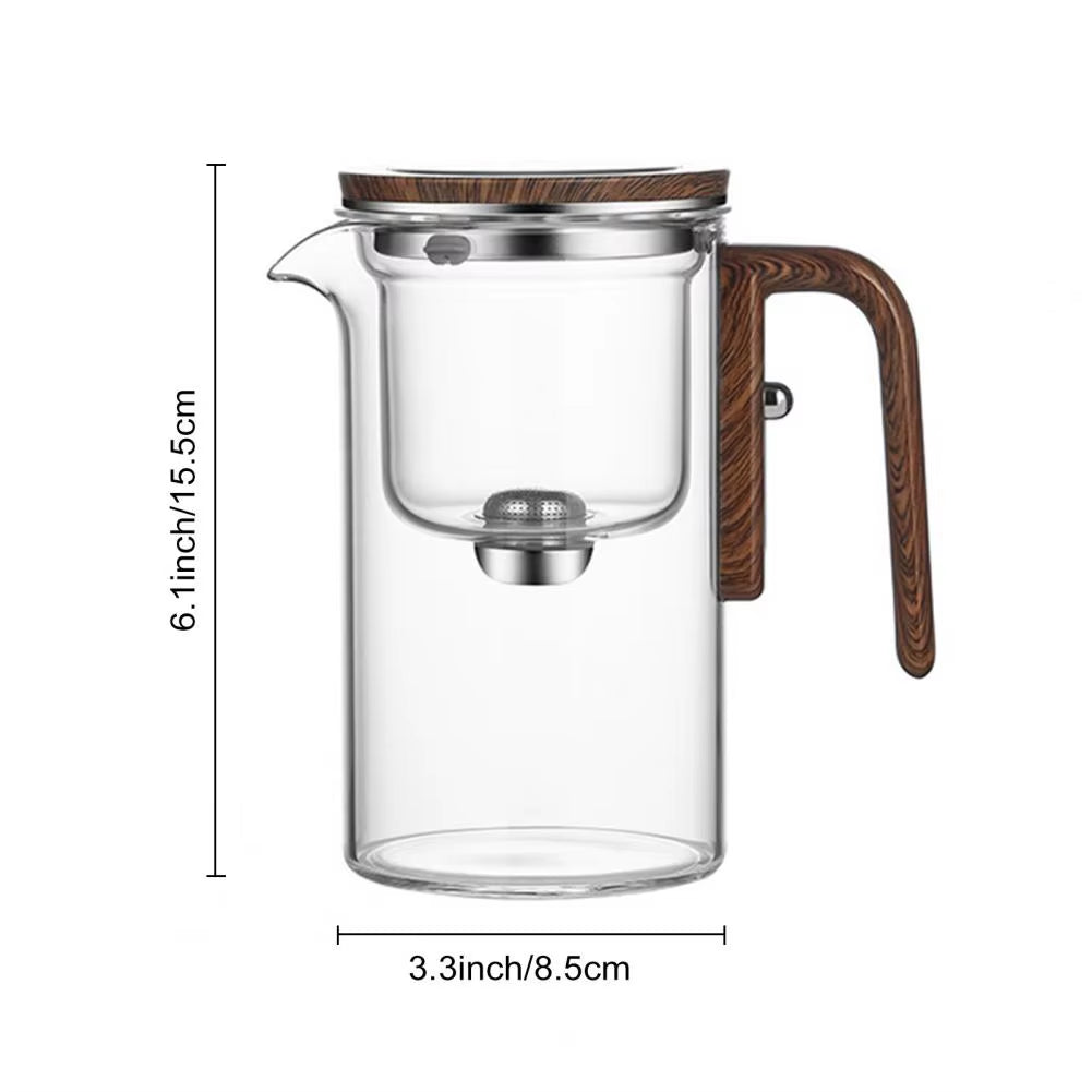 Water Separation  Glass Teapot – Wooden Handle, Infuser, Drip-Free Spout & Anti-Scald Design | Witchcraft Tea Kettle 