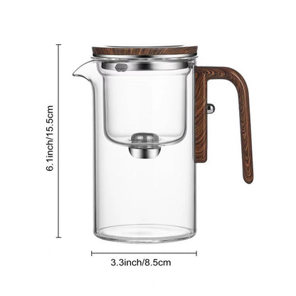 Water Separation  Glass Teapot – Wooden Handle, Infuser, Drip-Free Spout & Anti-Scald Design | Witchcraft Tea Kettle 