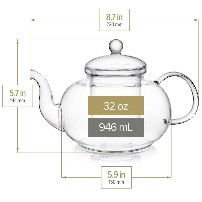 Blossoms Glass Teapot with Removable Loose Tea Infuser